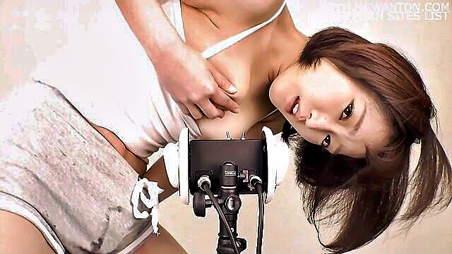 brunette, amateur, asian - japanese amateur asmr video of petite female masturbating