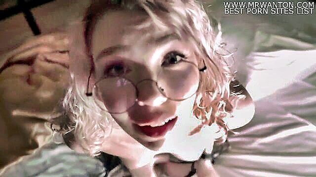 deepbunnyhole - nerdy girl glasses deepthroat and pussy fuck in pov sex video