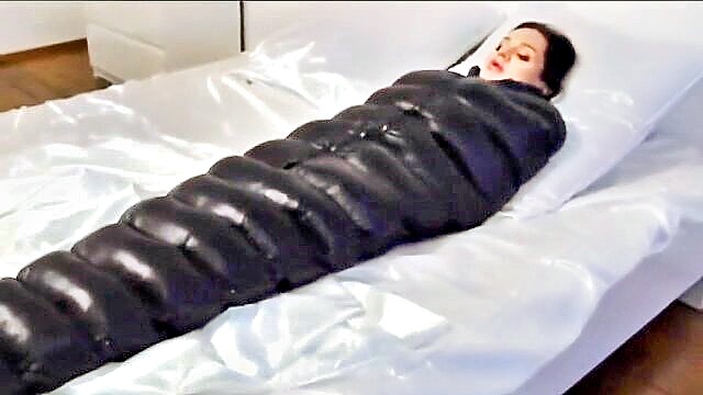 fetish, brunette, stockings - explore sensory deprivation in high quality sleepsack bondage videos for free
