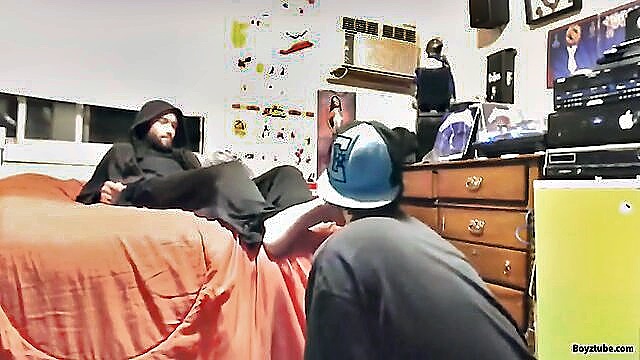 big cock, brunette, amateur - homeless man gets pampered with foot worship and rimming in hd gay porn