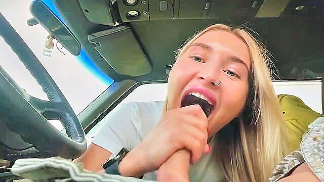 big cock, amateur, blonde - amateur handjob in public