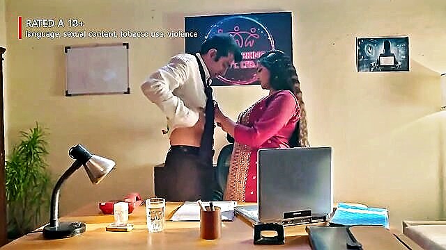 big tits, hardcore, brunette - indian boss fucks employee