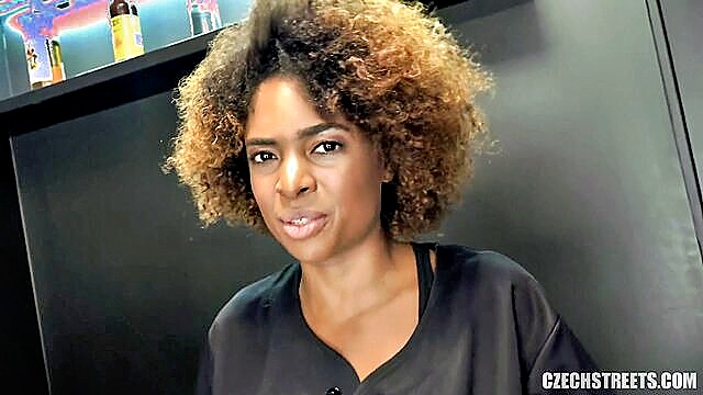 blowjob, afro, black - black haired hairdresser in hardcore czech streets encounter