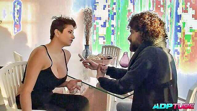 spanish, hardcore, cumshot - alezandra omaña a short haired milf gives a blowjob and has anal sex