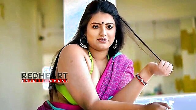 big boobs, butt, chubby - a charming indian girl with big breasts in a saree