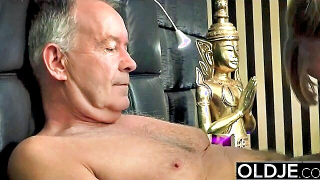 big cock, old man, tight pussy - an elderly mans large penis penetrates a young womans tight vagina and ejaculates on her