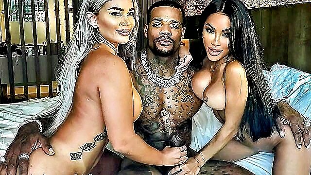missionary, cowgirl, cumshot - tiny performers give blowjobs to well endowed black men in xxx video