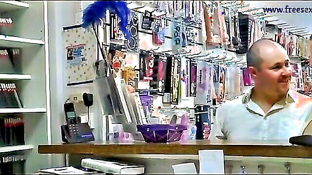 threesome, sex shop, hard sex - sex shop threesome action