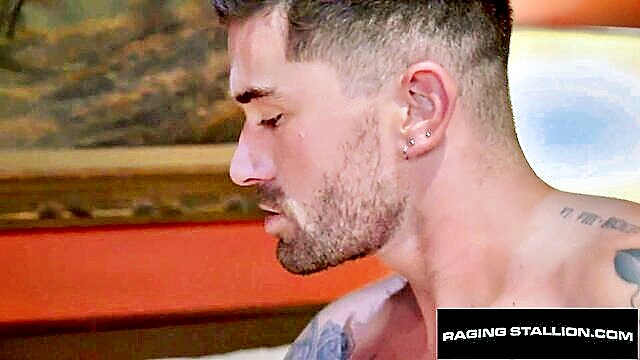 gay muscle hunk, ragingstallion, bearded men - interracial fuck frenzy