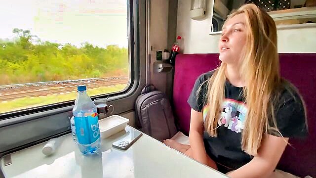 Sensual Alina Rai in steamy encounter with stranger on train, passionate homemade porn video.