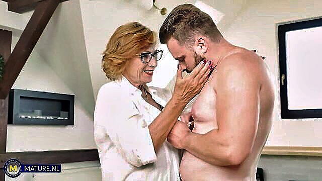 blonde, mature, small tits - huge cock mature sex tape