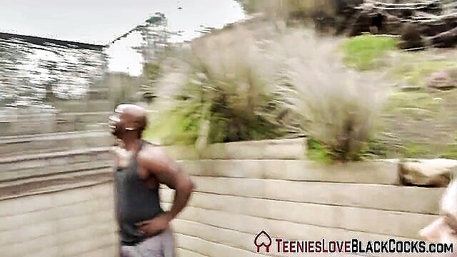 teen, black, teenager - petite teen blows big black cock