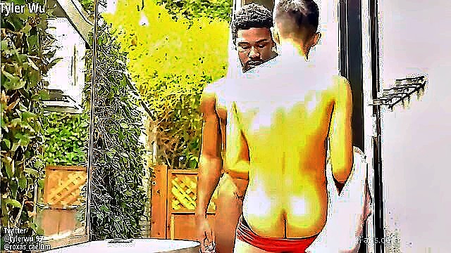 asian, blowjob, interracial - tyler and his black friend anal sex