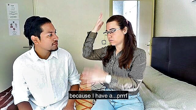 black cock white pussy, clumsy, conversation - interracial sex scene with inexperienced girl