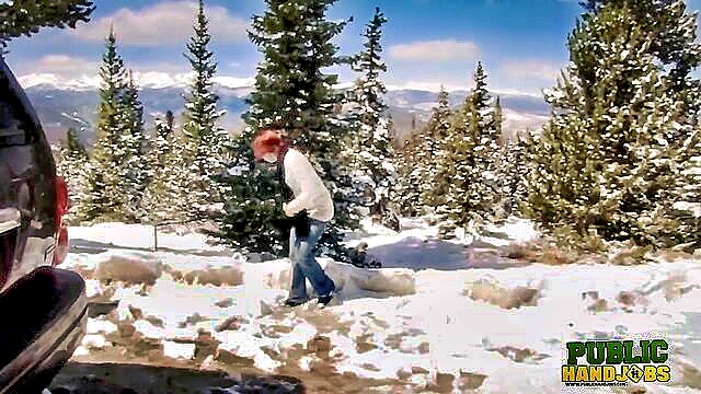 redhead, handjob, pov - brandi de lafey public handjob