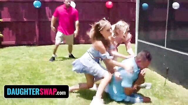 Macy Meadows, Krissy Knight - adorable girls macy and krissy swap studs and squirt on cocks in taboo video Daughter Swap