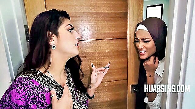 threesome, american, pov - arab hijab ripped