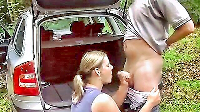 in the, blonde slut, in the forest - buxom blonde slut