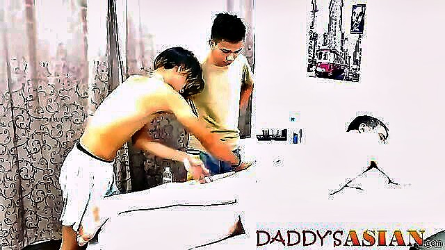 asian big cock, asian ass, asian blowjob - daddy and son in bareback action