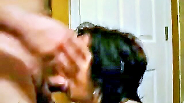 short-haired, short-hair, brunette wife - short hair brunette gets blowjob