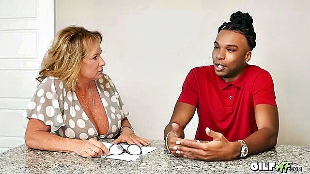 hardcore, interracial, blowjob - granny gets money in pussy