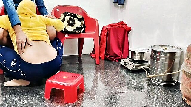 blowjob, doggystyle, cowgirl - indian kitchen sex with arousing blowjob and rough doggystyle