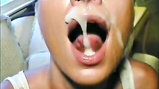 cum eating, blonde girlfriend, blonde girl - busty blonde eats cum