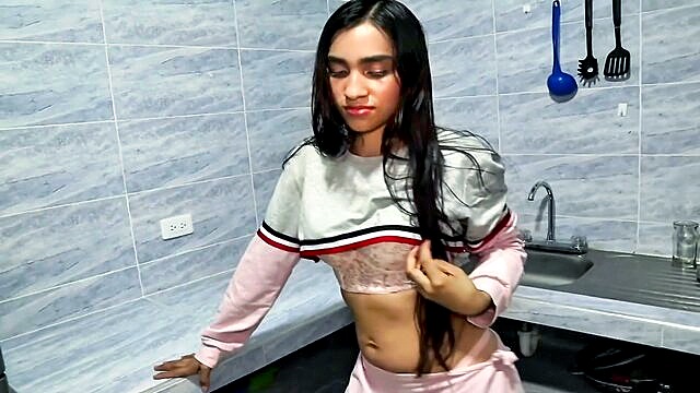 big butt, latina girl, hard cock - kitchen sex with latina