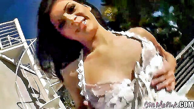 hot sexy, cum inside, hot brunette - nicole rides big dildo