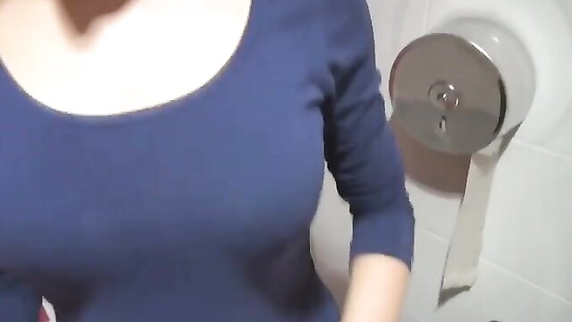 public toilet, on face, in the - blondsweety public toilet
