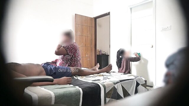 threesome, jerking, dick - indian maid flashing