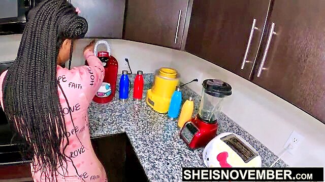 Msnovember - stepdad dominates with big black dick and fondles breasts