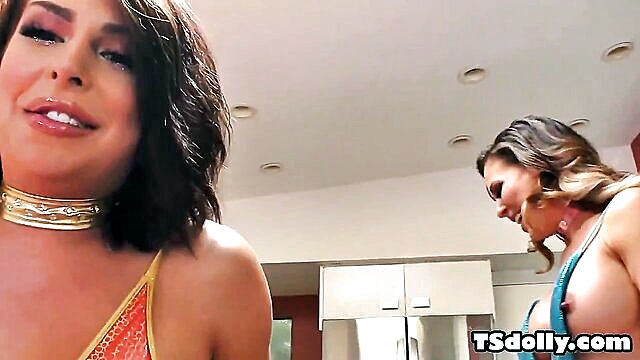 big boobs, lingerie, stockings - shemale rimjob hardcore