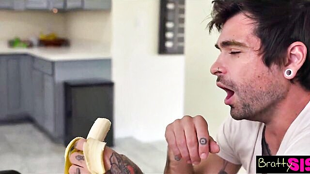 blowjobs, big cock, tiny tits - stepsis gets big cock surprise