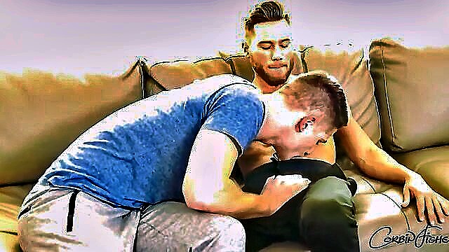 uniform, muscled, passionate - calan and hugh gay porn