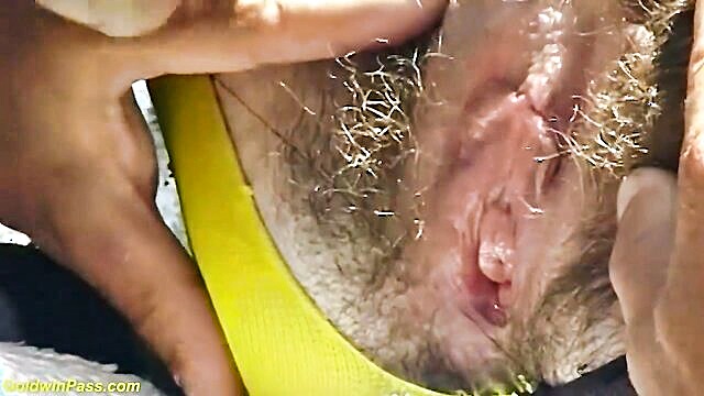 Big D - hairy babe gets deep fingered and rough public anal with big dick Goldwin Pass