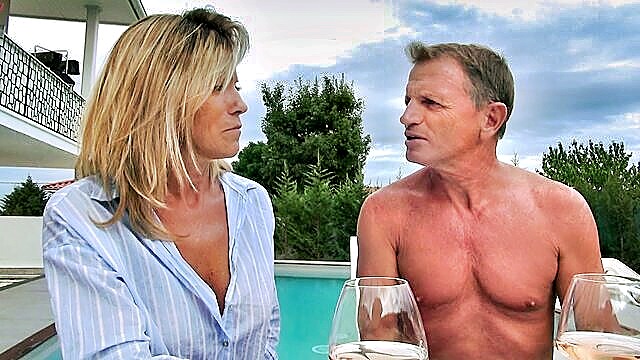 outdoor, blowjob, big tits - blonde outdoor blowjob scene