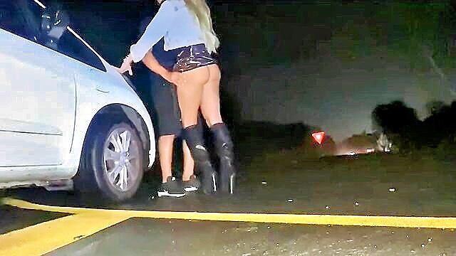 anal, latina, blonde - roadside anal action