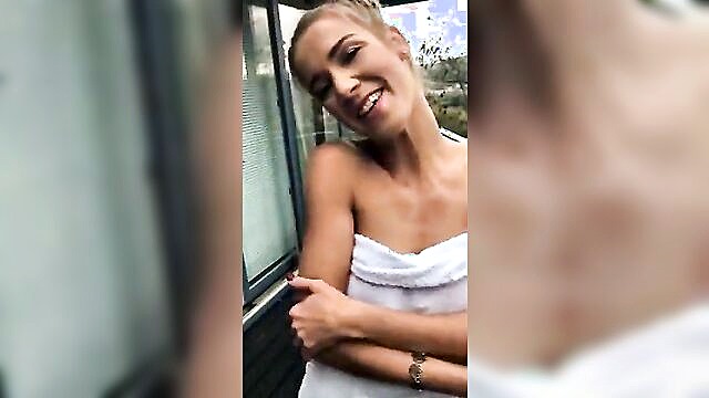 balcony, anal handjobs, analed - ex girlfriends hot sex on balcony