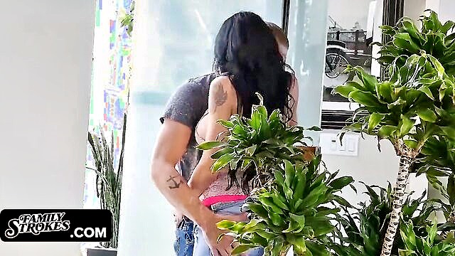 In this family affair, a busty MILF pleases a horny teen by satisfying him with her face and engaging in hardcore sex in the 69 position, leading to an orgasmic facesitting finale.