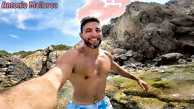 Antonio Mallorca - public nudity with a skinny teen girl on a spanish beach Antonio Mallorca