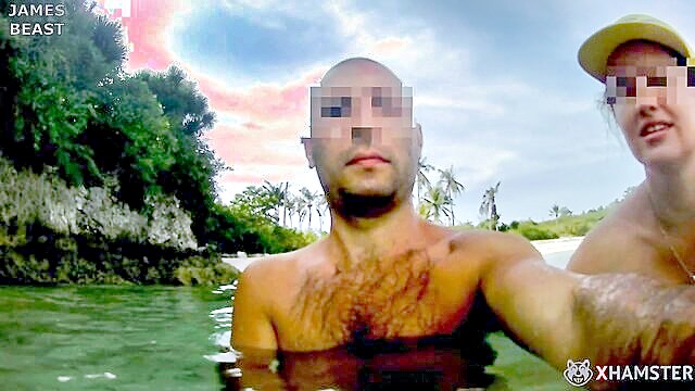 James Beast - amateur couples nude beach walk on small island in slow motion James Beast