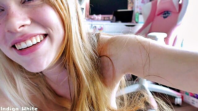 Indigo White - teen babe indigo white plays with herself and her hitachi