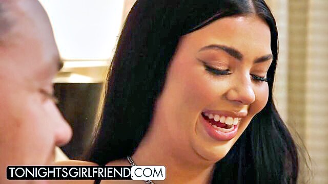 In this steamy HD porno, the captivating brunette bombshell, Holly Day, skillfully services a massive cock with her mouth before straddling it with her luscious, shaved ebony curves.