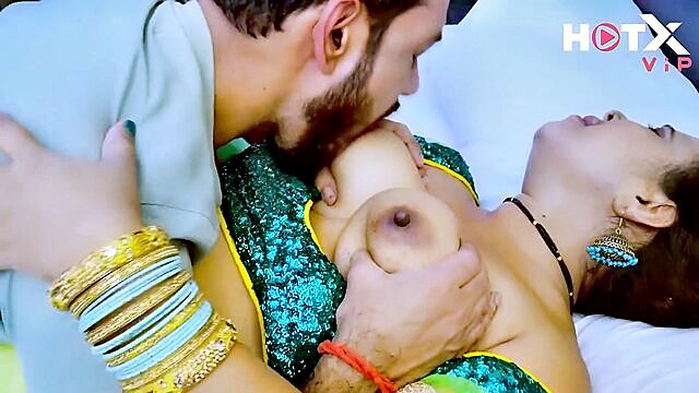 Curvy Indian wife Savita Bhabhi in steamy HD action with husband and another man.