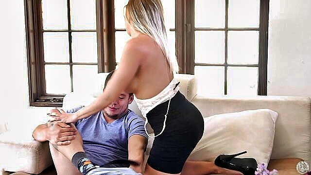 blonde milf, mature milf, big cock - sex video with blonde milf giving handjob and blowjob