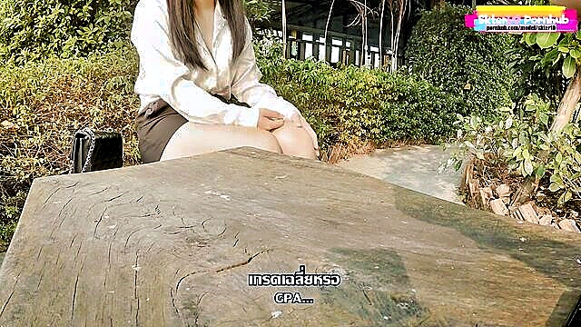 outside, interview, big cock - public sex with thai couple in their first job interview