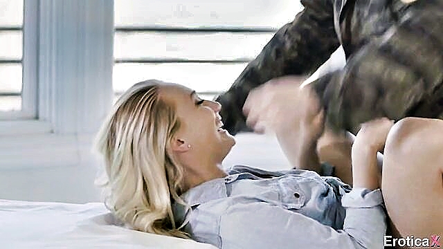Pregnant Aj Applegate enjoys a steamy encounter with a well-endowed soldier, leading to intense hardcore action.