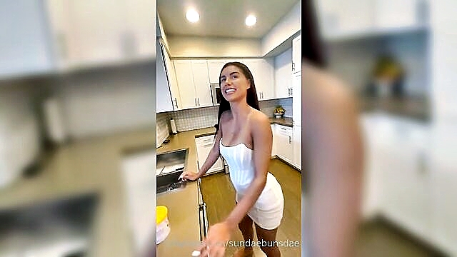 amateur, big ass, creampie - brunette model enjoys hot sex with lucky guy