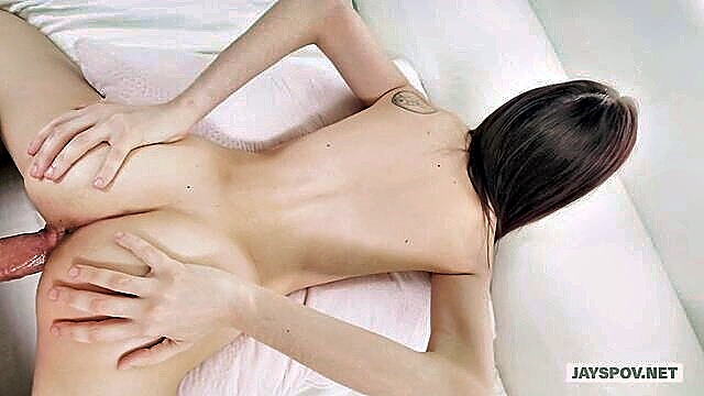 Audrey Grace - petite audrey grace gets covered in cum in hardcore session